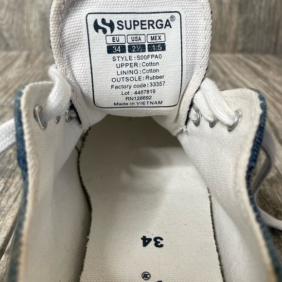 SUPERGA KIDS COTU CLASSIC COTTON CANVAS SNEAKERS Unisex Boys Girls Size 2.5 - Picture 11 of 12